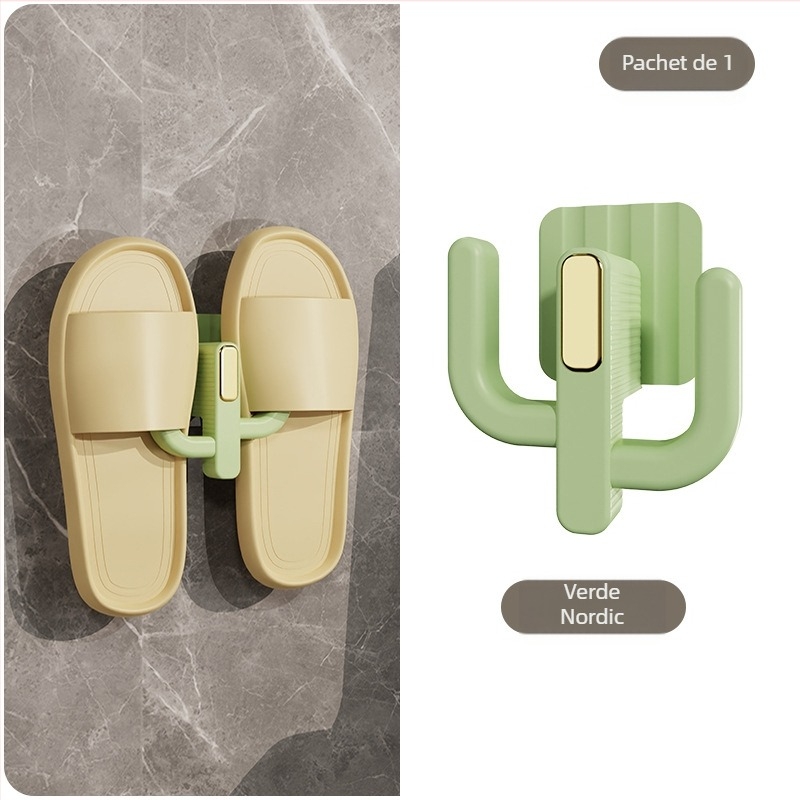 Raft pentru papuci de baie din plastic — montaj fără găuri, depozitare multifuncțională, 1 nivel; potrivit pentru baie, dormitor, sufragerie