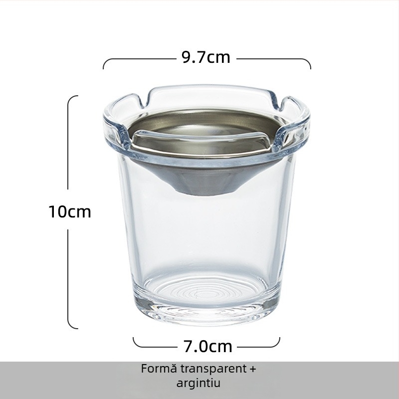 Vas de scrum din sticlă, cu design în formă de pâlnie, anti răspândire cenușei și a mirosului de fum, cu spațiu de depozitare