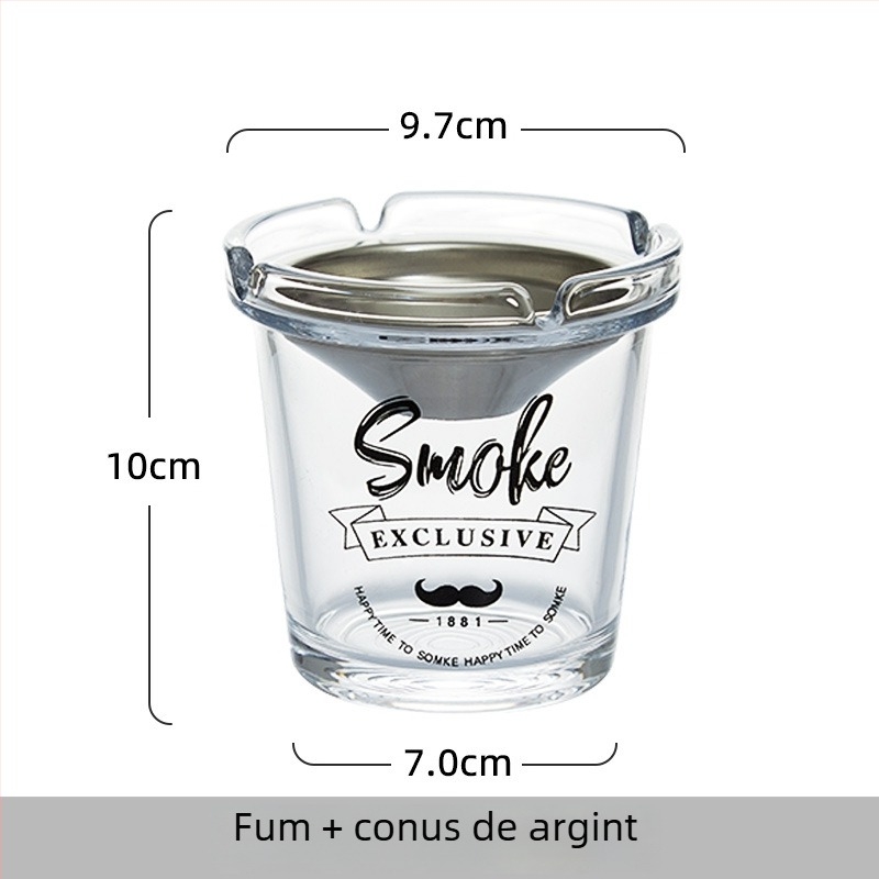 Vas de scrum din sticlă, cu design în formă de pâlnie, anti răspândire cenușei și a mirosului de fum, cu spațiu de depozitare