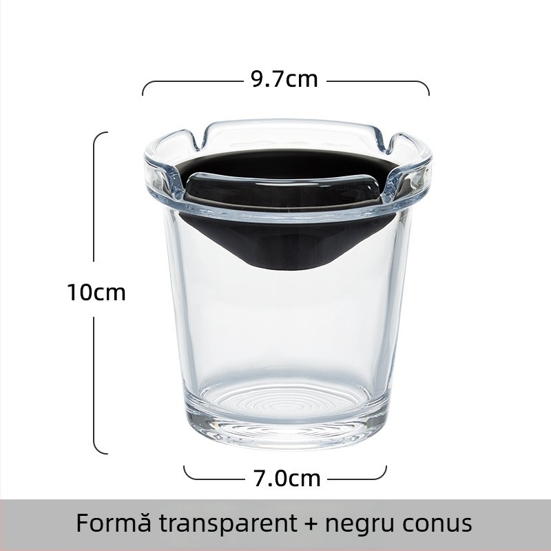 Vas de scrum din sticlă, cu design în formă de pâlnie, anti răspândire cenușei și a mirosului de fum, cu spațiu de depozitare