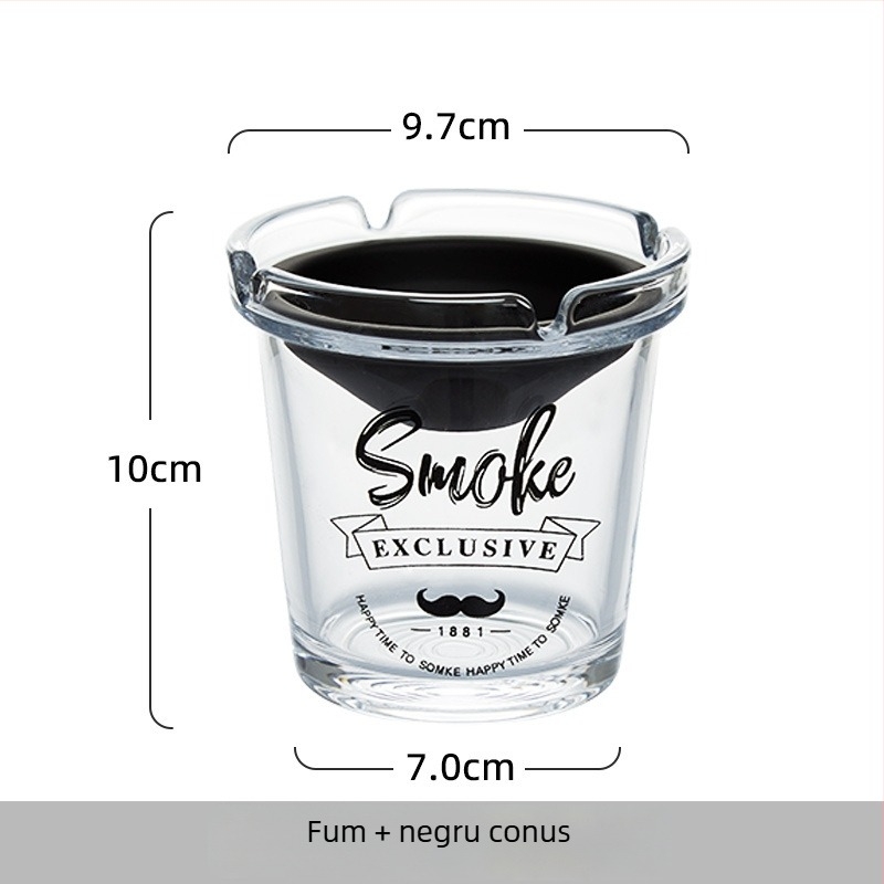 Vas de scrum din sticlă, cu design în formă de pâlnie, anti răspândire cenușei și a mirosului de fum, cu spațiu de depozitare