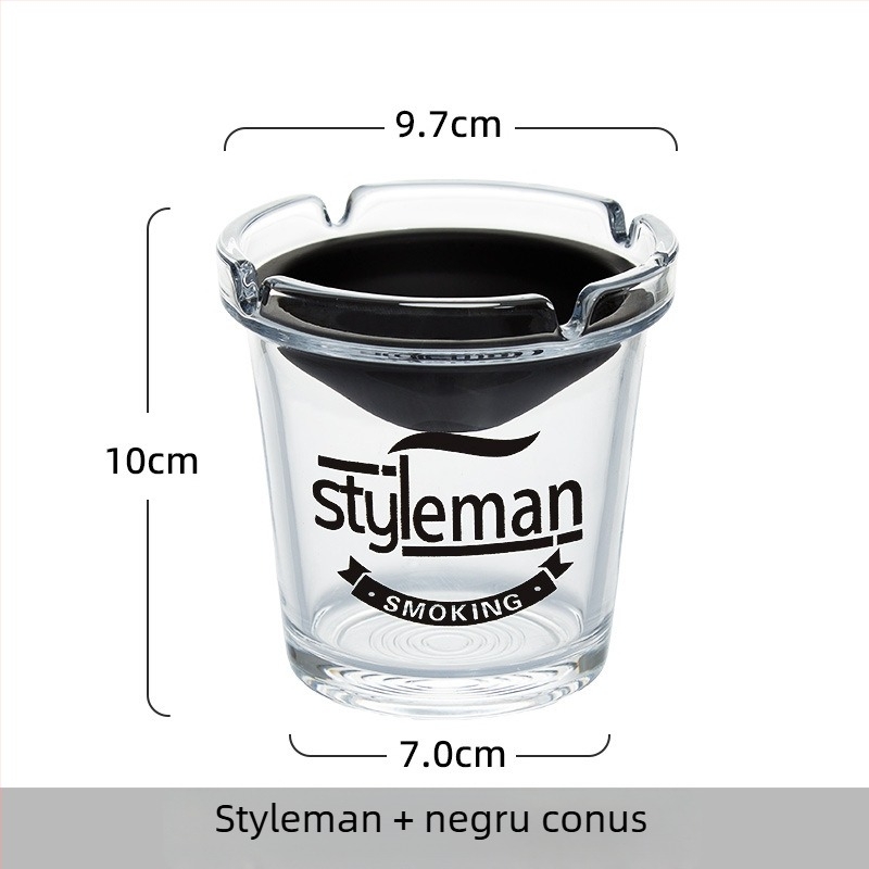Vas de scrum din sticlă, cu design în formă de pâlnie, anti răspândire cenușei și a mirosului de fum, cu spațiu de depozitare