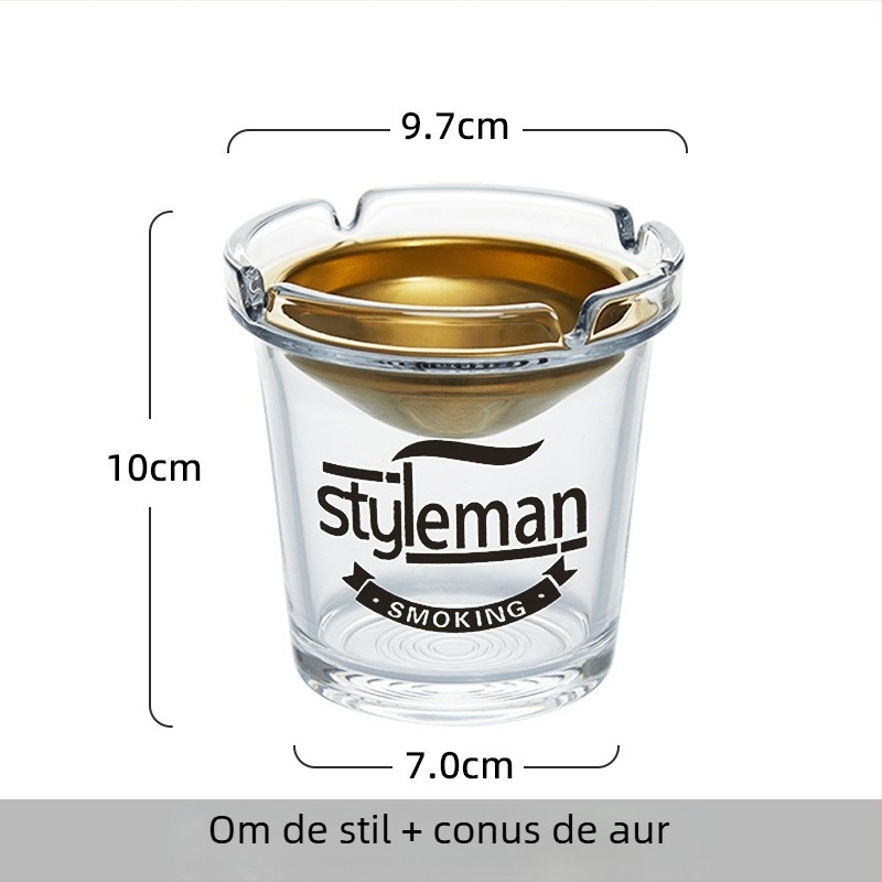 Vas de scrum din sticlă, cu design în formă de pâlnie, anti răspândire cenușei și a mirosului de fum, cu spațiu de depozitare