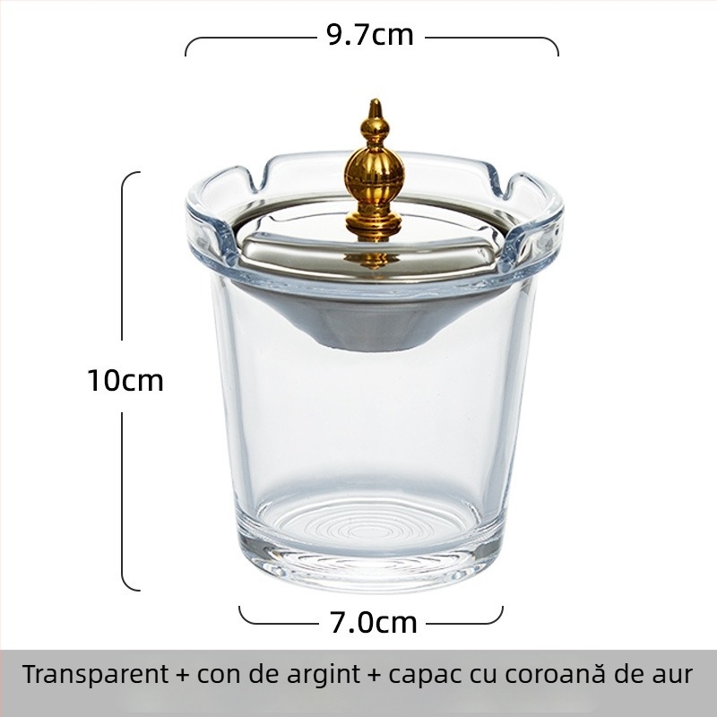 Vas de scrum din sticlă, cu design în formă de pâlnie, anti răspândire cenușei și a mirosului de fum, cu spațiu de depozitare