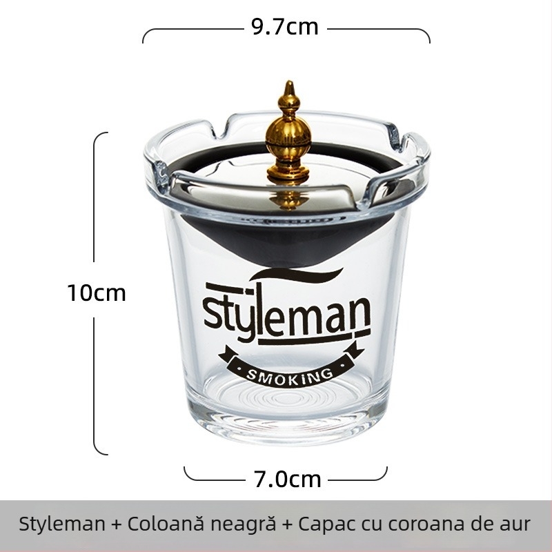 Vas de scrum din sticlă, cu design în formă de pâlnie, anti răspândire cenușei și a mirosului de fum, cu spațiu de depozitare