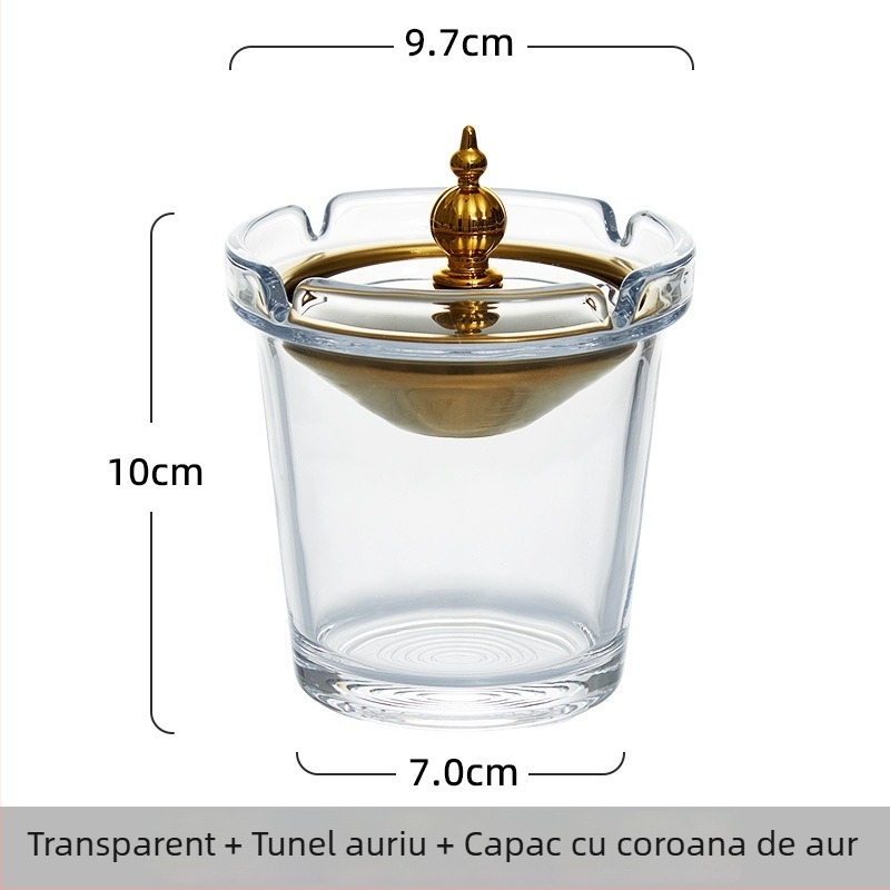 Vas de scrum din sticlă, cu design în formă de pâlnie, anti răspândire cenușei și a mirosului de fum, cu spațiu de depozitare