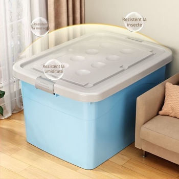 Cutie de depozitare din plastic, capacitate mare pentru haine, cărți de dormitor și jucării, cu roți, 40–50 L, material PP, rezistent la praf și apă