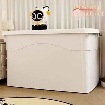 Cutie de depozitare din plastic, capacitate mare pentru haine, cărți de dormitor și jucării, cu roți, 40–50 L, material PP, rezistent la praf și apă