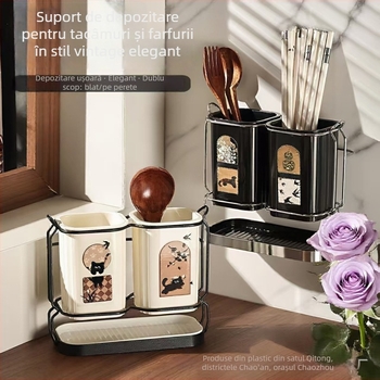 Suport pentru bețișoare de bucătărie, cu drenaj de apă și rezistență la mucegai, stil chinezesc nou, din plastic, montaj pe perete