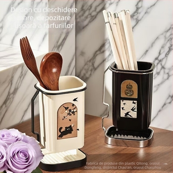 Suport pentru bețișoare de bucătărie, cu drenaj de apă și rezistență la mucegai, stil chinezesc nou, din plastic, montaj pe perete