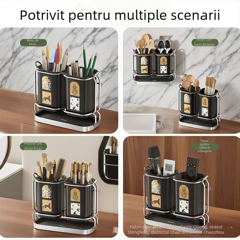 Suport pentru bețișoare de bucătărie, cu drenaj de apă și rezistență la mucegai, stil chinezesc nou, din plastic, montaj pe perete