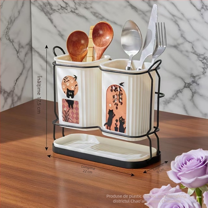 Suport pentru bețișoare de bucătărie, cu drenaj de apă și rezistență la mucegai, stil chinezesc nou, din plastic, montaj pe perete