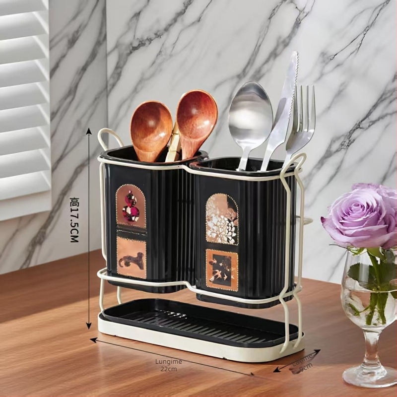 Suport pentru bețișoare de bucătărie, cu drenaj de apă și rezistență la mucegai, stil chinezesc nou, din plastic, montaj pe perete