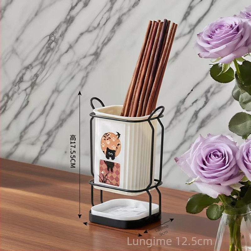 Suport pentru bețișoare de bucătărie, cu drenaj de apă și rezistență la mucegai, stil chinezesc nou, din plastic, montaj pe perete