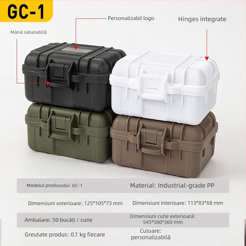 Cutie etanșă de depozitare a uneltelor, plastic PP, turnare prin injecție, grosime perete 3 mm, încărcare 200, model GC-1