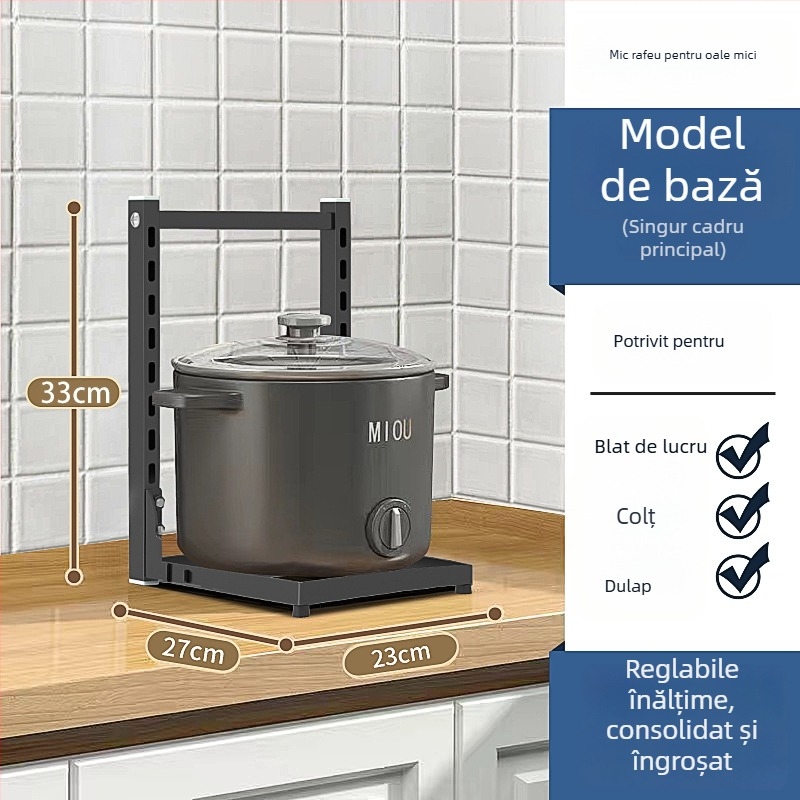 Raft de depozitare pentru vase în bucătărie, cu mai multe niveluri, etaje reglabile, din oțel carbon, multipurpose, stil modern minimalist