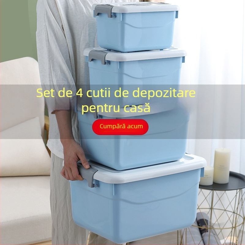 Cutie de depozitare din plastic cu capac, PP, 10–20 L, model 8807-8810, portabilă, pentru pantofi, lenjerie, șosete