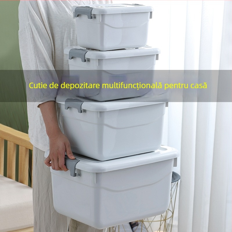 Cutie de depozitare din plastic cu capac, PP, 10–20 L, model 8807-8810, portabilă, pentru pantofi, lenjerie, șosete