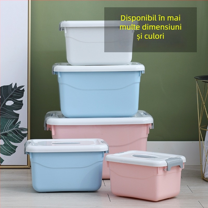 Cutie de depozitare din plastic cu capac, PP, 10–20 L, model 8807-8810, portabilă, pentru pantofi, lenjerie, șosete