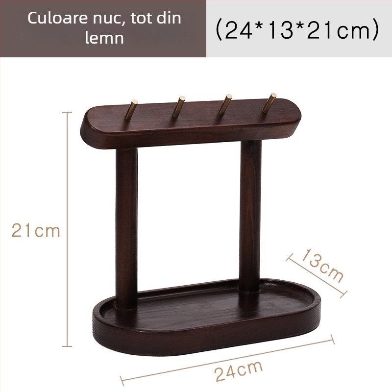 Suport din lemn pentru chei, organizator de bijuterii pentru desktop — stil scandinav, multifuncțional, un singur nivel