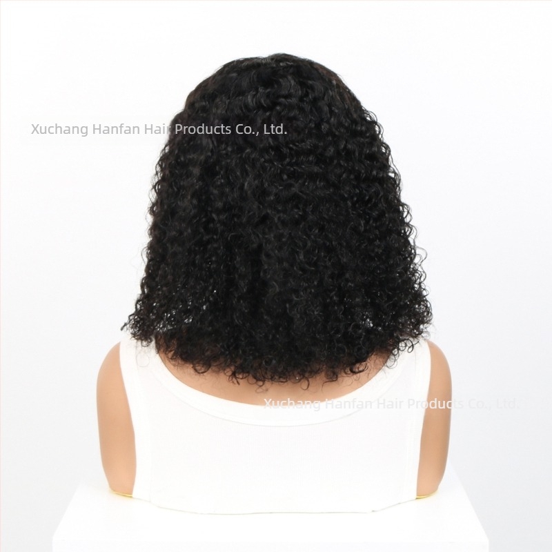 Perucă bob cu bucle Jerry, 100% păr uman, dantelă lucrată manual, bucle, poate fi vopsită