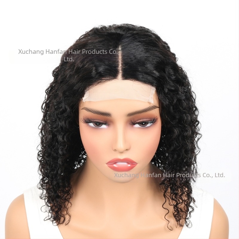 Perucă bob cu bucle Jerry, 100% păr uman, dantelă lucrată manual, bucle, poate fi vopsită