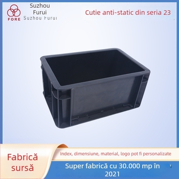 Cutie turnover anti-static din PP, pereți groși, 0,6 kg, cu capac