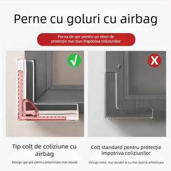 Protector de colț pentru ferestre pentru copii – dreptunghiular, anti-coliziune cu airbag, transparent