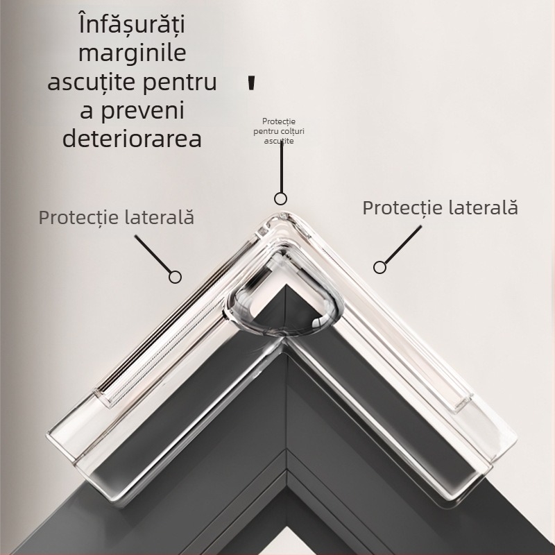 Protector de colț pentru ferestre pentru copii – dreptunghiular, anti-coliziune cu airbag, transparent