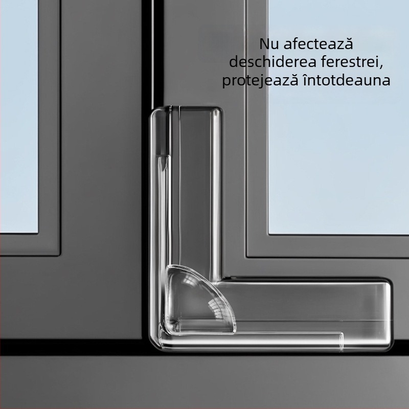 Protector de colț pentru ferestre pentru copii – dreptunghiular, anti-coliziune cu airbag, transparent