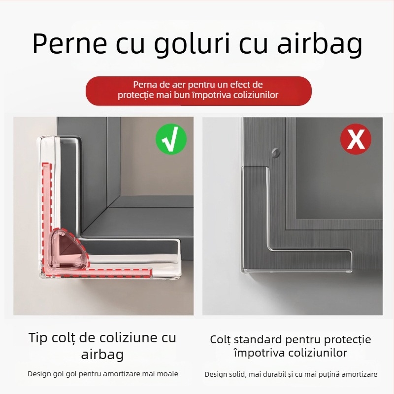 Protector de colț pentru ferestre pentru copii – dreptunghiular, anti-coliziune cu airbag, transparent