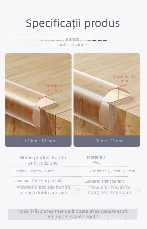 Protector transparent pentru marginea mesei, autoadeziv, protecție de colț pentru copii
