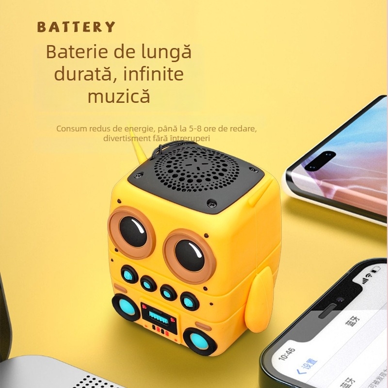 Boxă Bluetooth cu versiune 5.2, IPX6, baterie încorporată 800–1000 mAh, putere 3W, răspuns în frecvență 100 Hz–20 kHz