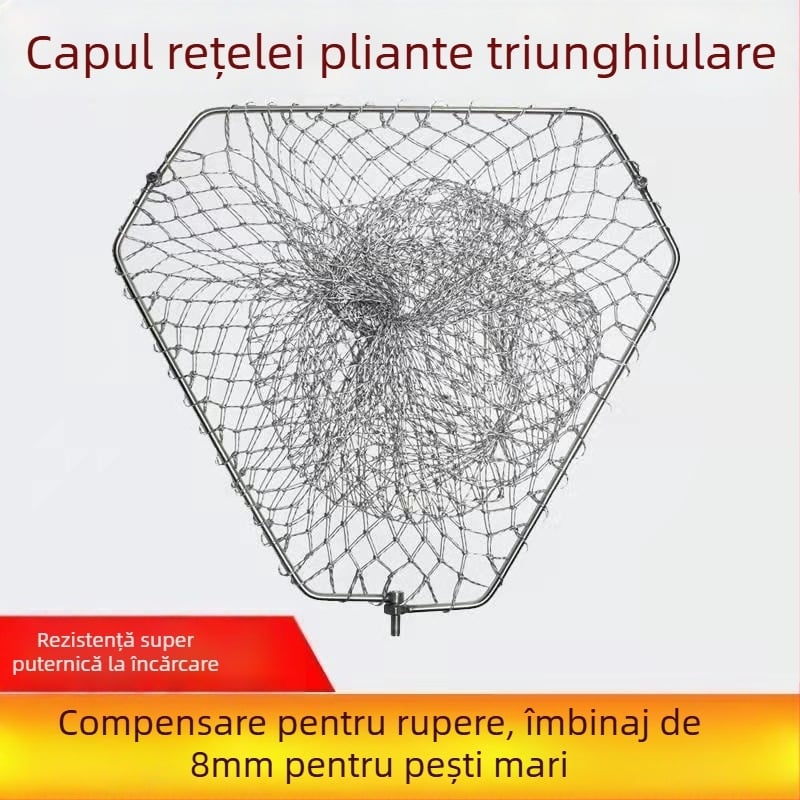 Plasă de pescuit triunghiulară pliabilă din oțel inoxidabil pentru prinderea peștilor mari