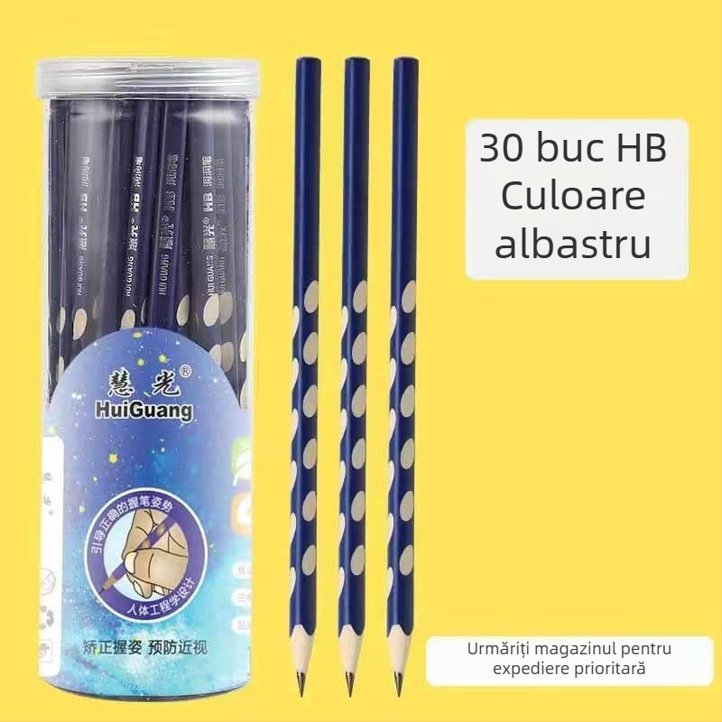 Creion din lemn pentru copii, priză triunghiulară, 2B și HB, pentru desen