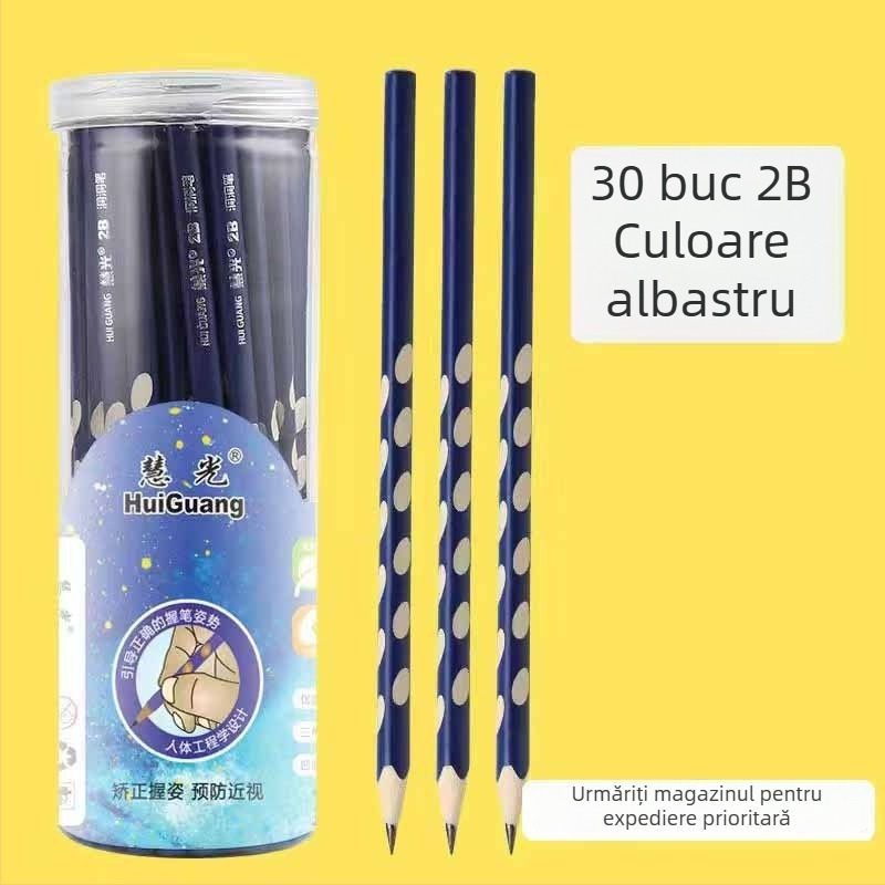 Creion din lemn pentru copii, priză triunghiulară, 2B și HB, pentru desen