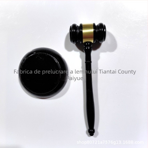 Ciocan judecător din lemn – recuzită pentru scenă juridică, stil clasic, lemn de lotus, construcție din lemn