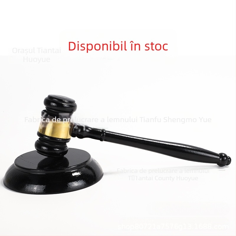 Ciocan judecător din lemn – recuzită pentru scenă juridică, stil clasic, lemn de lotus, construcție din lemn