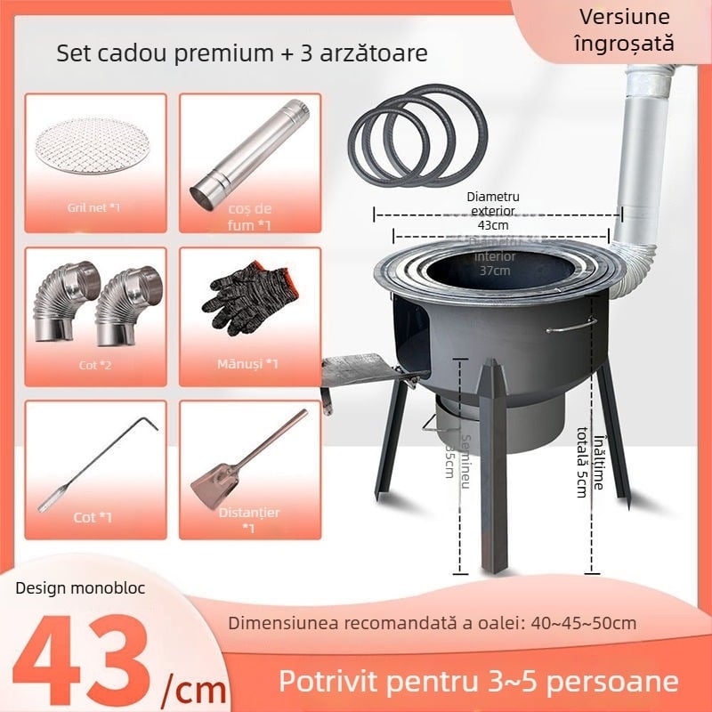 Mini sobă pe lemn, pereți groși, portabilă, model nou de la Powerful Factory