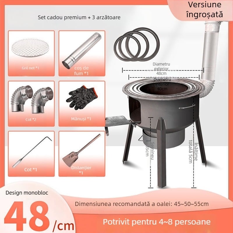 Mini sobă pe lemn, pereți groși, portabilă, model nou de la Powerful Factory