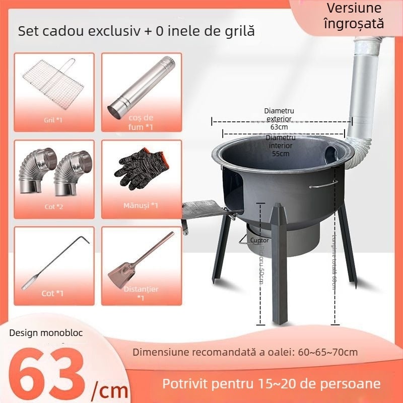 Mini sobă pe lemn, pereți groși, portabilă, model nou de la Powerful Factory