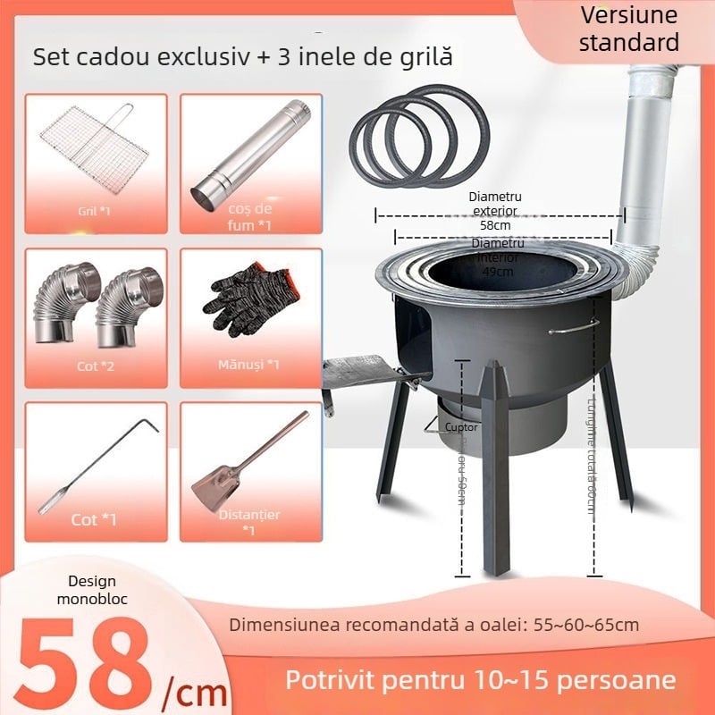 Mini sobă pe lemn, pereți groși, portabilă, model nou de la Powerful Factory