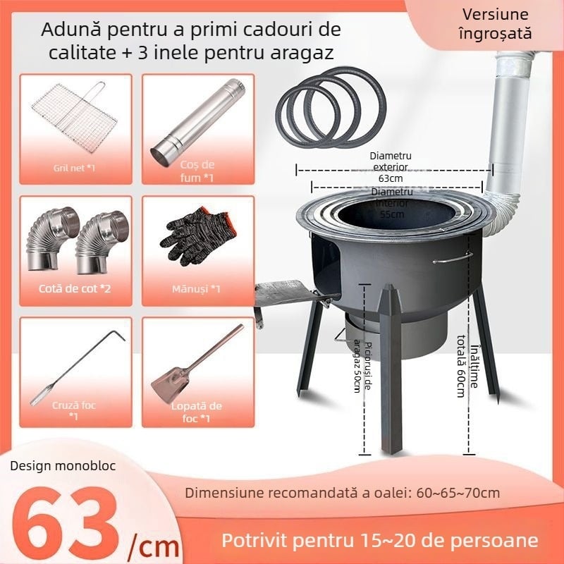 Mini sobă pe lemn, pereți groși, portabilă, model nou de la Powerful Factory