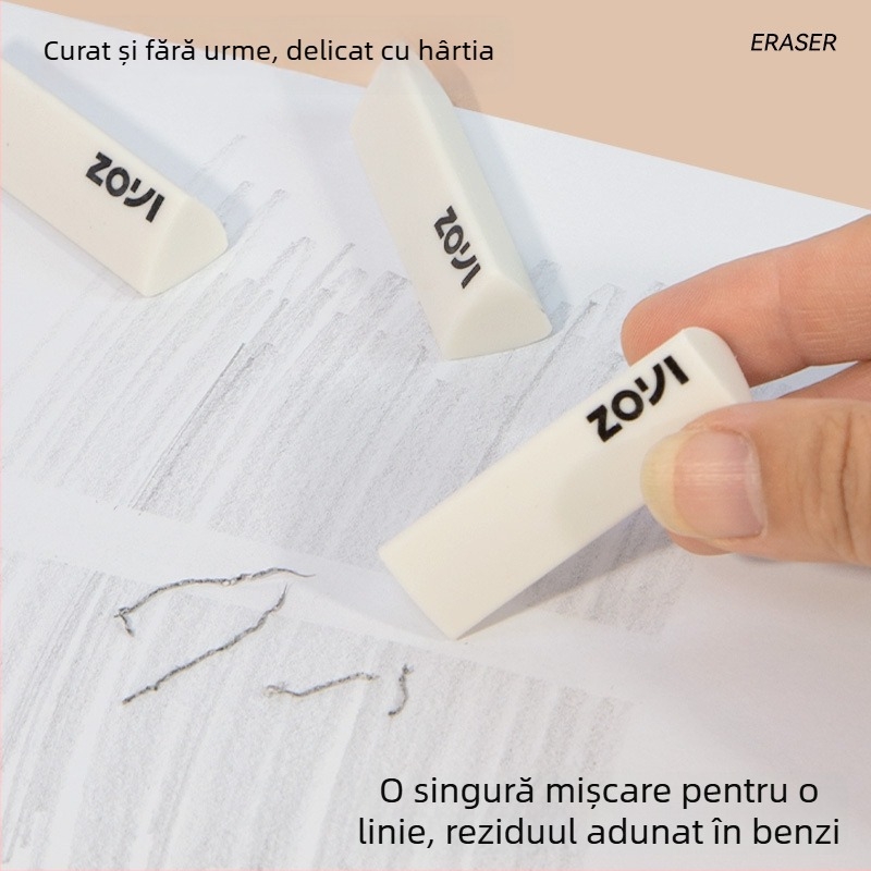 Guma triunghiulară pentru desen și examene, fără scame, ultra-curată, Zhuoyi, model ZY-3918, imprimare logo disponibil, personalizare