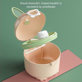 Cutie portabilă pentru lapte praf pentru sugari — cu două niveluri, depozitare etanșă, rezistentă la umezeală