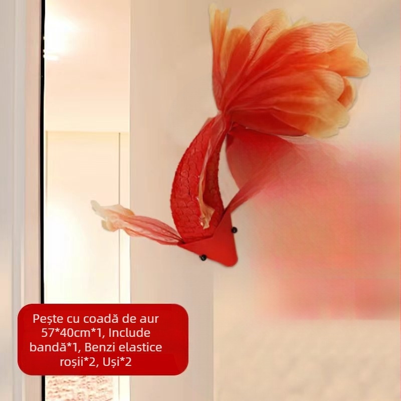 Prop decor backdrop pentru evenimente | Motiv pește koi | Brand Fuge | Stil: Anul Nou, Nuntă | Potrivit pentru Festivalul de Primăvară, Căsătorie, Anul Nou