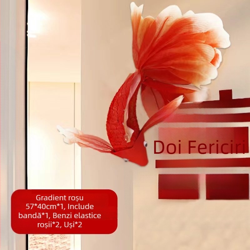 Prop decor backdrop pentru evenimente | Motiv pește koi | Brand Fuge | Stil: Anul Nou, Nuntă | Potrivit pentru Festivalul de Primăvară, Căsătorie, Anul Nou