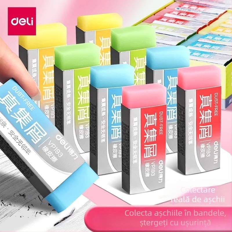 Radieră Deli VP193, gumă transparentă jeleu, în formă de sigiliu, pentru desen și examene (Marcă: Deli, Model: VP193)