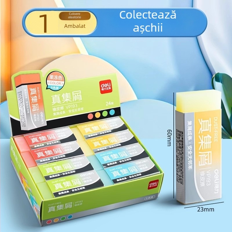 Radieră Deli VP193, gumă transparentă jeleu, în formă de sigiliu, pentru desen și examene (Marcă: Deli, Model: VP193)