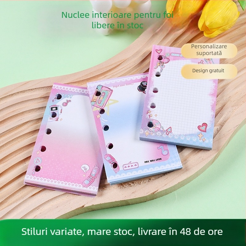 M5 refil pentru planificator cu 6 găuri, pagini interioare din hârtie, personalizabil, imprimare logo disponibil, ambalaj de bază